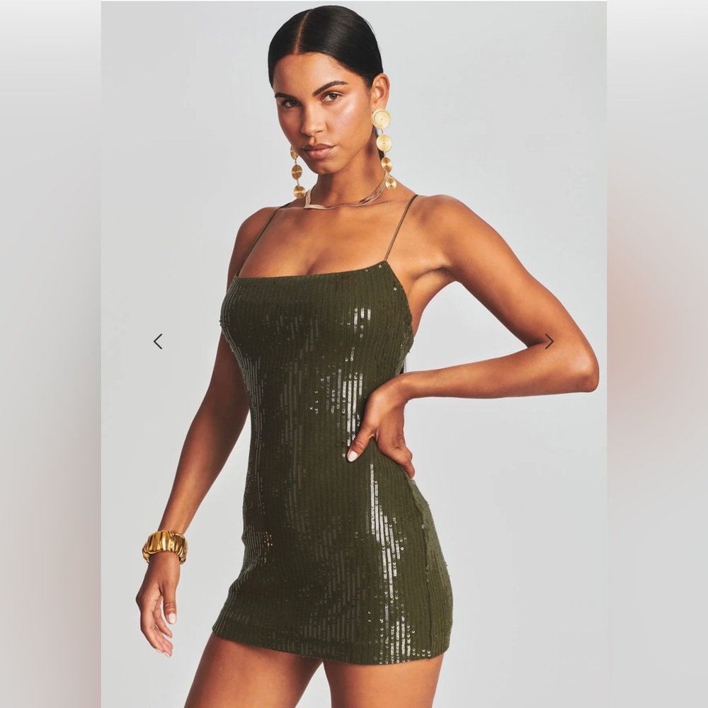 Retrofete - Hudson Sequin Knit Dress in Olive Green
